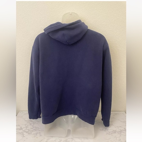 Vintage Blue Pullover Y2K Hoodie Mens Size XL Blank Plain Hooded Sweatsh…​ - Picture 3 of 4